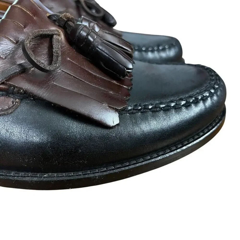 Johnston & Murphy Kiltie Tassle Loafers Black Brown Slip On Mens Shoes 9.5 N